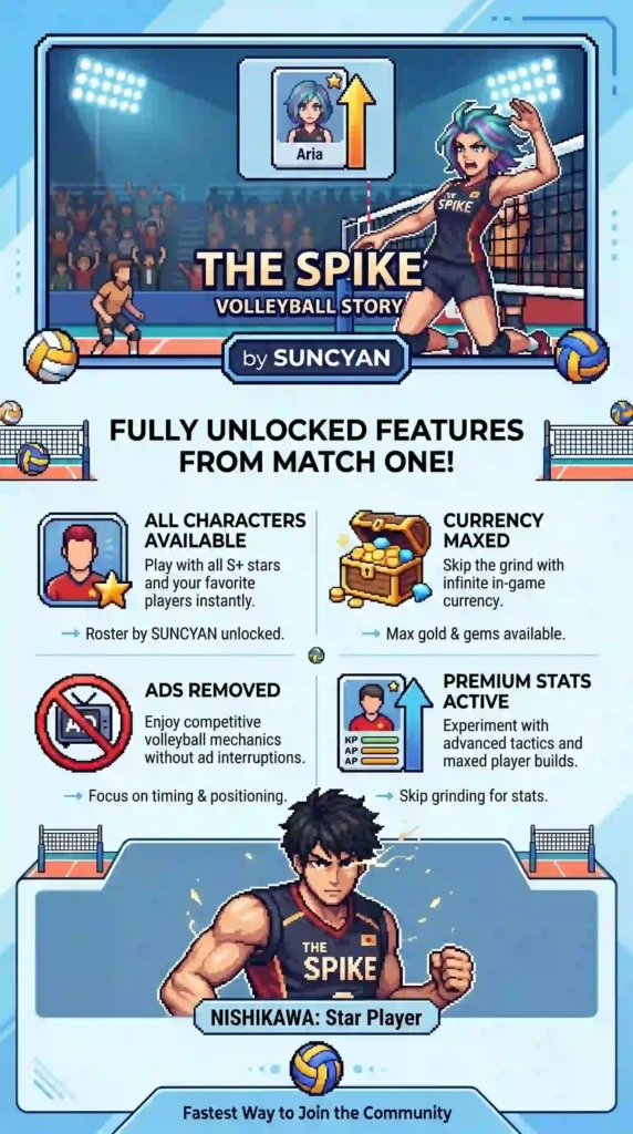 The Spike Mod APK — fully unlocked volleyball gameplay